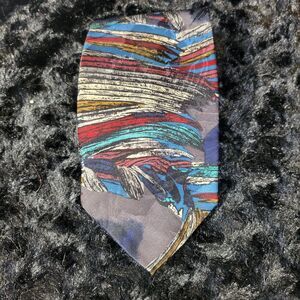 vintage momento uno mens tie 100% silk multicolor abstract